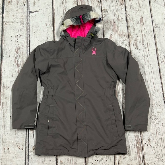 Kids Girls Spyder Ski Skiing Snowboarding Hooded Jacket Size XL - Picture 1 of 10